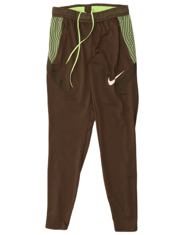 Nike Mens Dri Fit Tracksuit Trousers Small Khaki Geometric Polyester