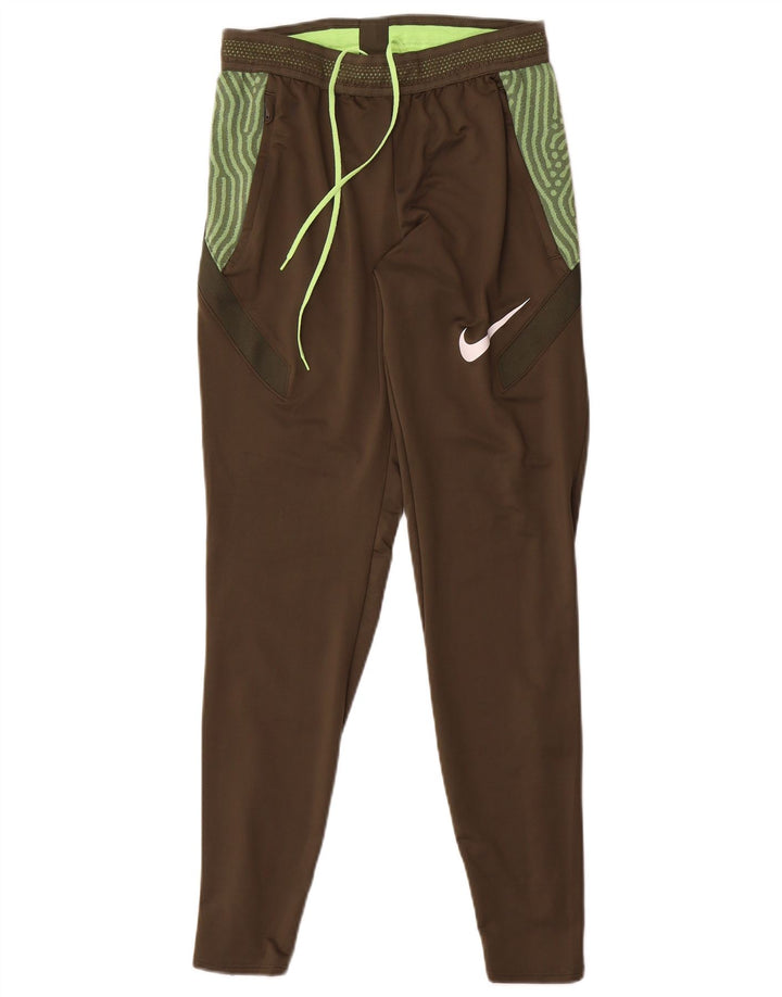 Nike Mens Dri Fit Tracksuit Trousers Small Khaki Geometric Polyester