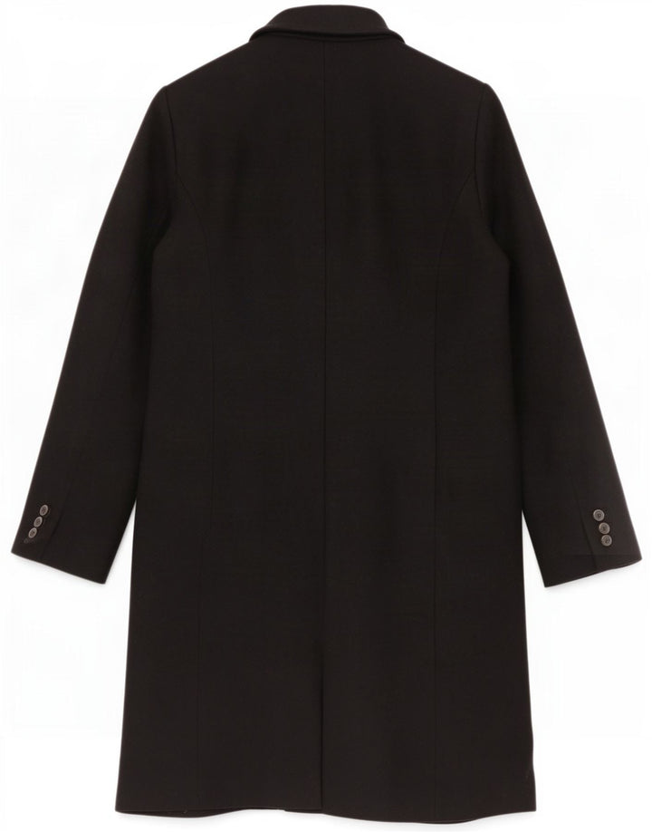 Zara Womens Double Breasted Coat UK 14 Large Black Wool