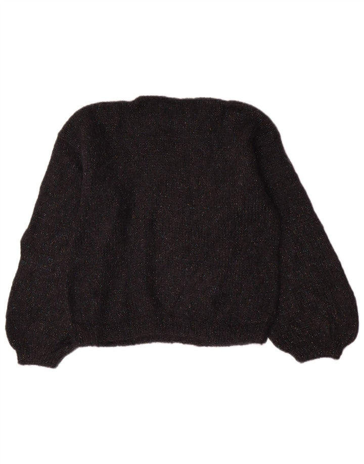 Vintage Womens Boat Neck Jumper Sweater UK 14 Medium Black