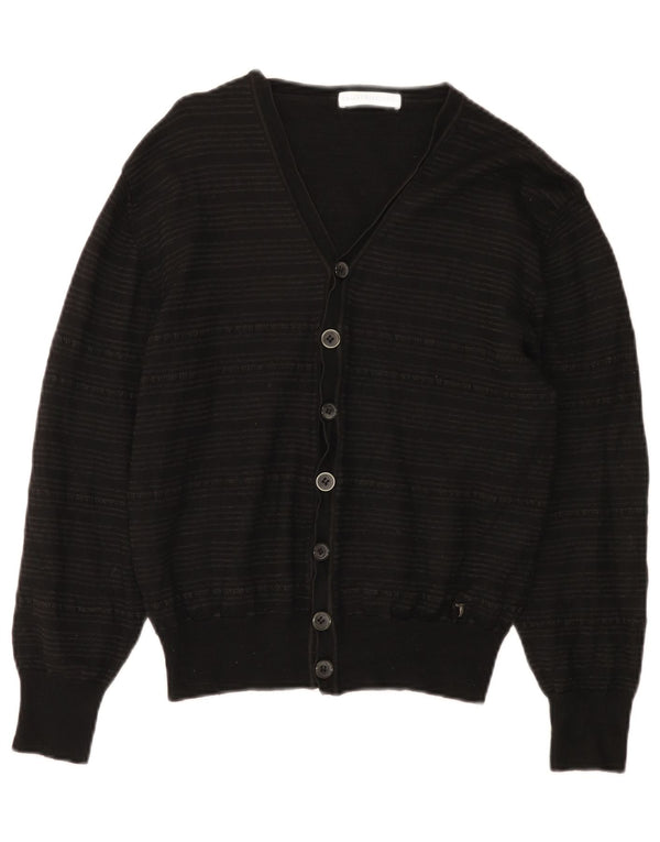 Trussardi Boys Cardigan Sweater 12-13 Years 3XL Black Striped Wool