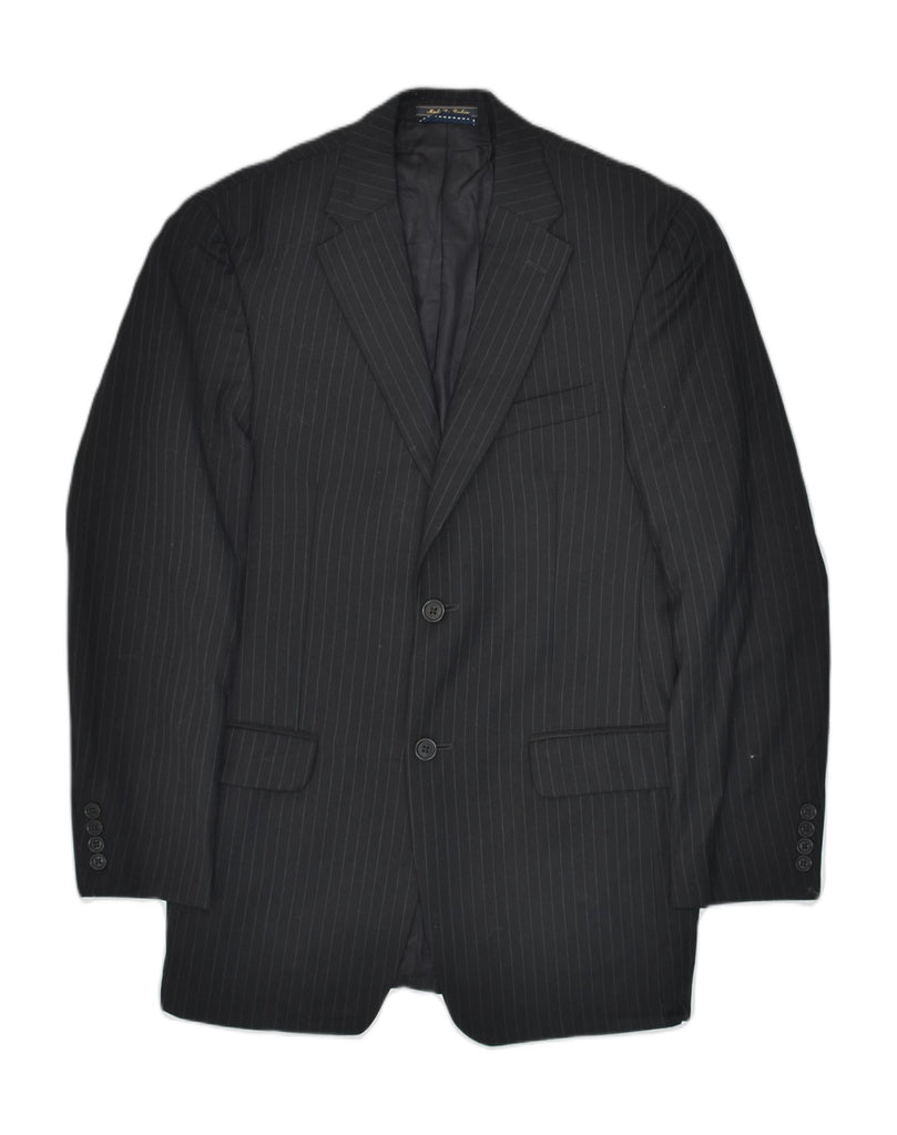 TOMMY HILFIGER Mens 2 Button Blazer Jacket UK 36 Small  Black Pinstripe | Vintage Tommy Hilfiger | Thrift | Second-Hand Tommy Hilfiger | Used Clothing | Messina Hembry 