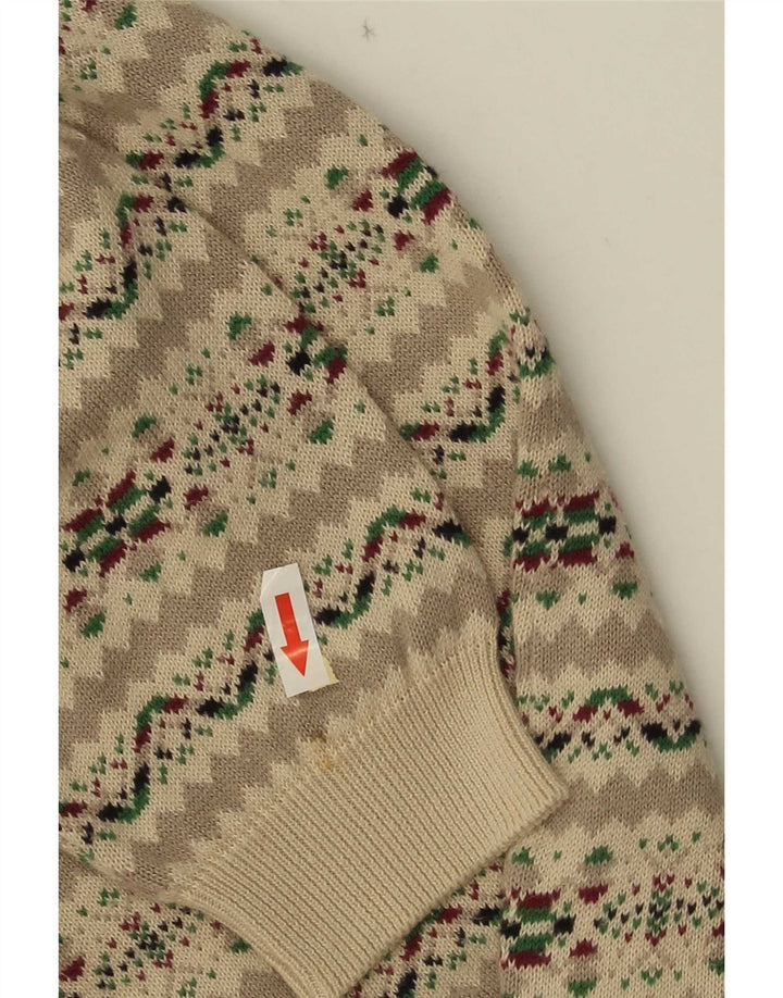 Vintage Womens Cardigan Sweater UK 14 Medium Grey Fair Isle