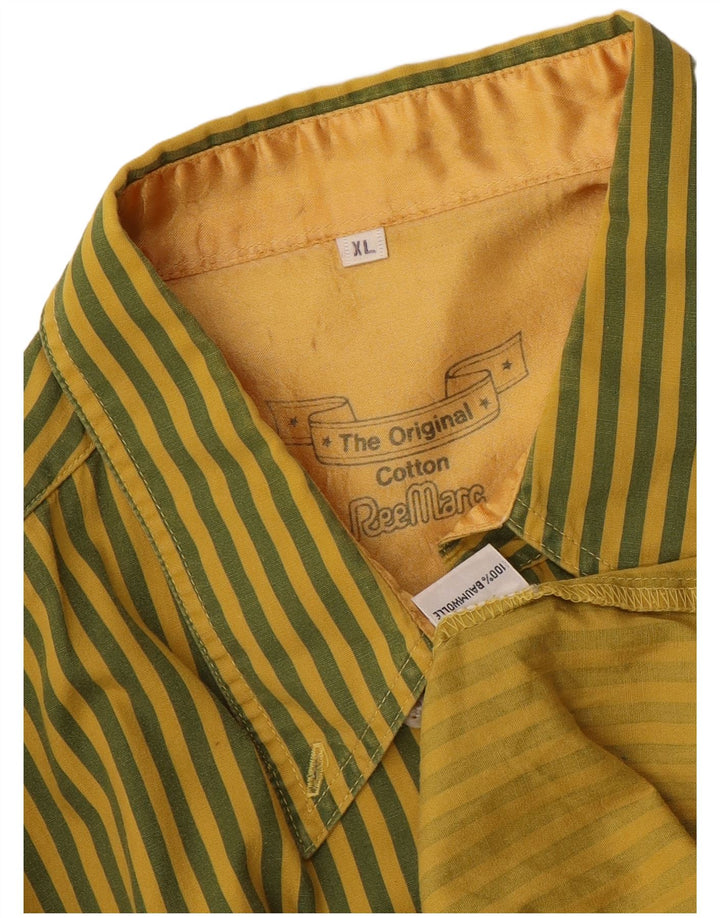 REEMARC Mens Shirt XL Green Striped Cotton