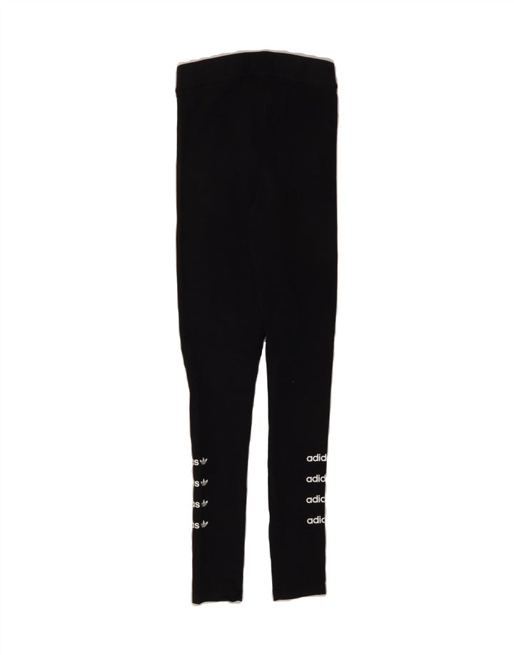 ADIDAS Womens Graphic Leggings UK 6 XS Black Vintage Adidas and Second-Hand Adidas from Messina Hembry 