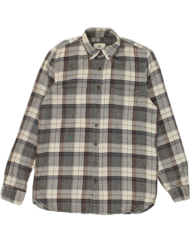 C&A Mens Flannel Shirt Medium Grey Check Cotton | Vintage C&A | Thrift | Second-Hand C&A | Used Clothing | Messina Hembry 