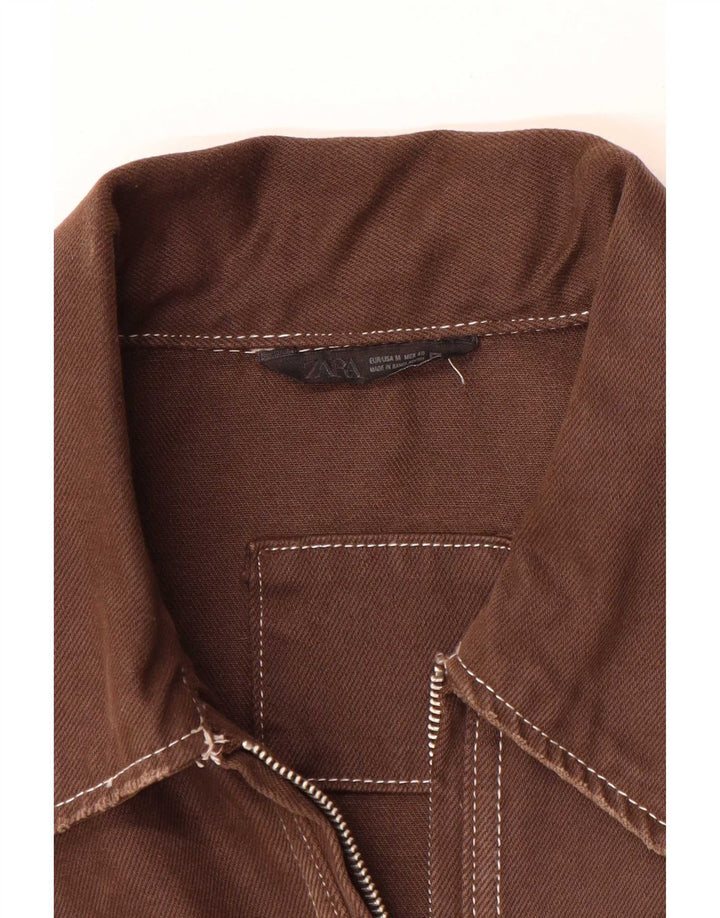 Zara Mens Bomber Jacket UK 38 Medium Brown