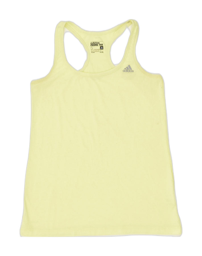 ADIDAS Womens Vest Top UK 8/10 Small Yellow Polyester | Vintage Adidas | Thrift | Second-Hand Adidas | Used Clothing | Messina Hembry 