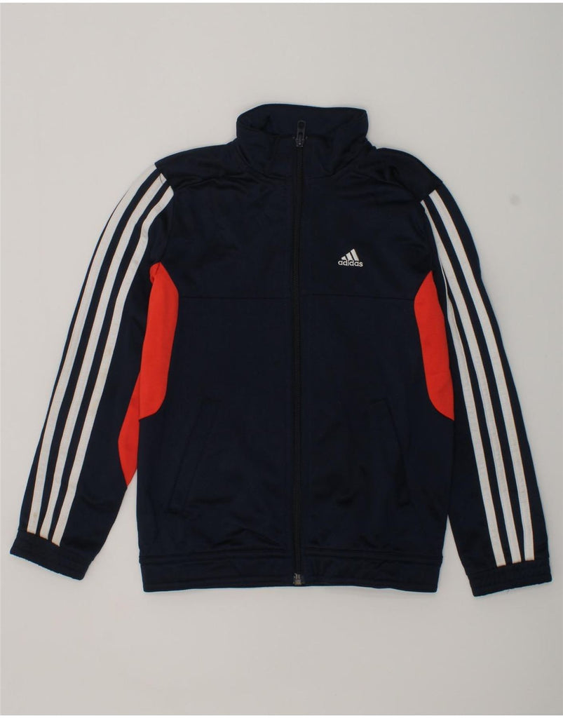 ADIDAS Boys Tracksuit Top Jacket 7-8 Years Navy Blue Polyester | Vintage Adidas | Thrift | Second-Hand Adidas | Used Clothing | Messina Hembry 