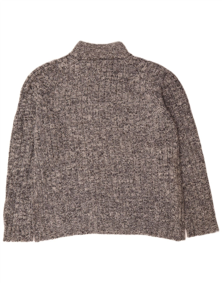 Marks & Spencer Mens Zip Neck Jumper Sweater Large Grey Flecked Wool