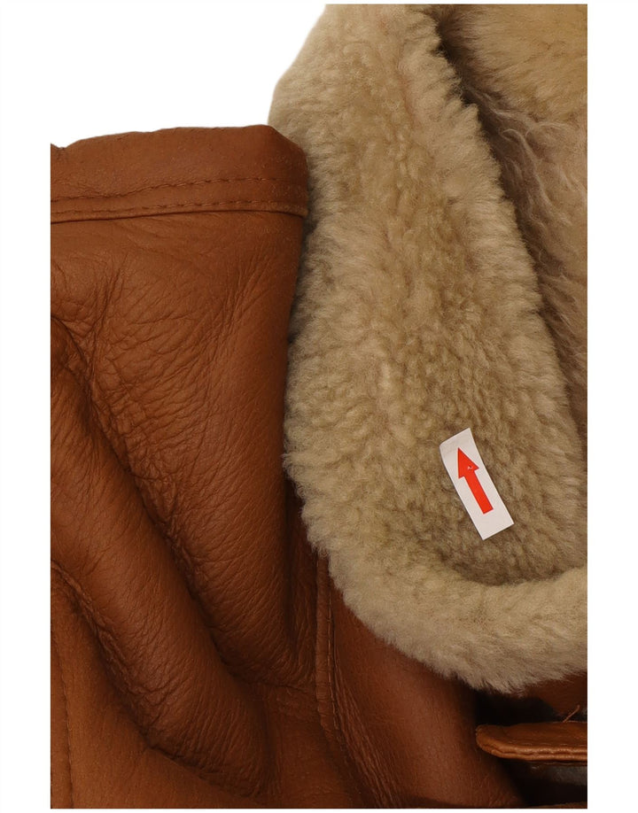 Vinci Mens Shearling Jacket UK 40 Large Brown Leather