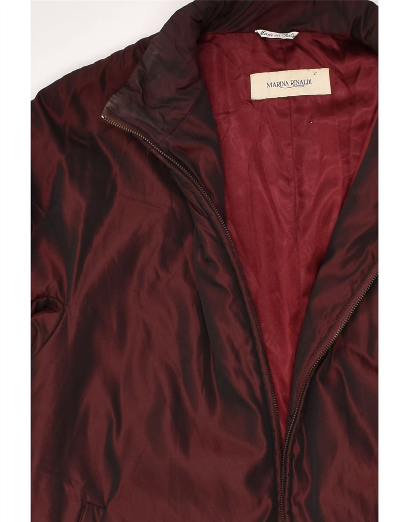 MARINA RINALDI Womens Overcoat Size 21 Medium Maroon Acetate | Vintage Marina Rinaldi | Thrift | Second-Hand Marina Rinaldi | Used Clothing | Messina Hembry 