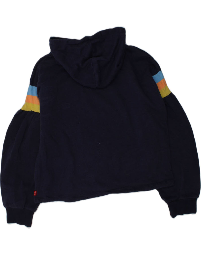 LEVI'S Boys Graphic Hoodie Jumper 13-14 Years XL Navy Blue Colourblock | Vintage Levi's | Thrift | Second-Hand Levi's | Used Clothing | Messina Hembry 