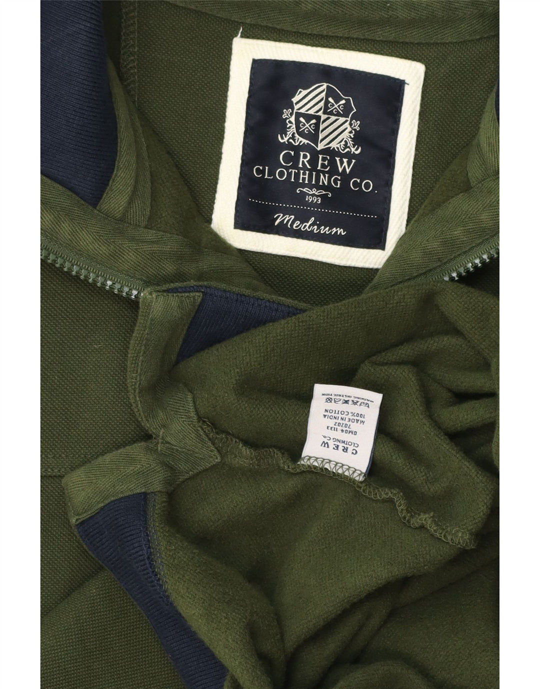 Crew Clothing Mens Zip Neck Sweatshirt Jumper Medium Green Cotton