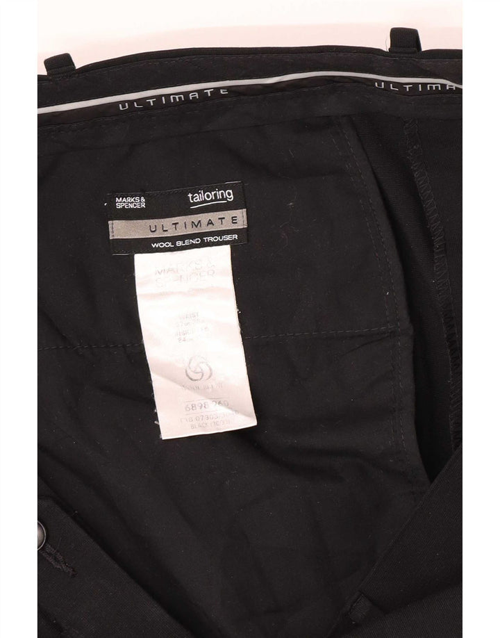 Marks & Spencer Mens Regular Suit Trousers W38 L33 Black Polyester