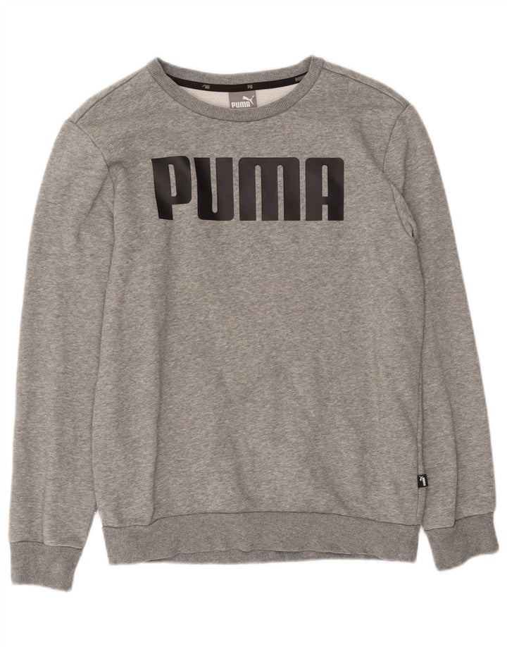 Puma Womens Graphic Sweatshirt Jumper UK 10 Small Grey Flecked Cotton