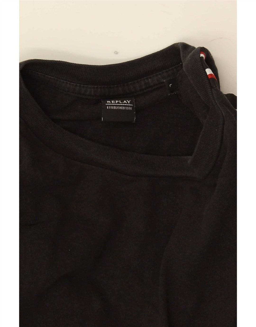 Replay Mens Graphic T-Shirt Top Large Black Colourblock