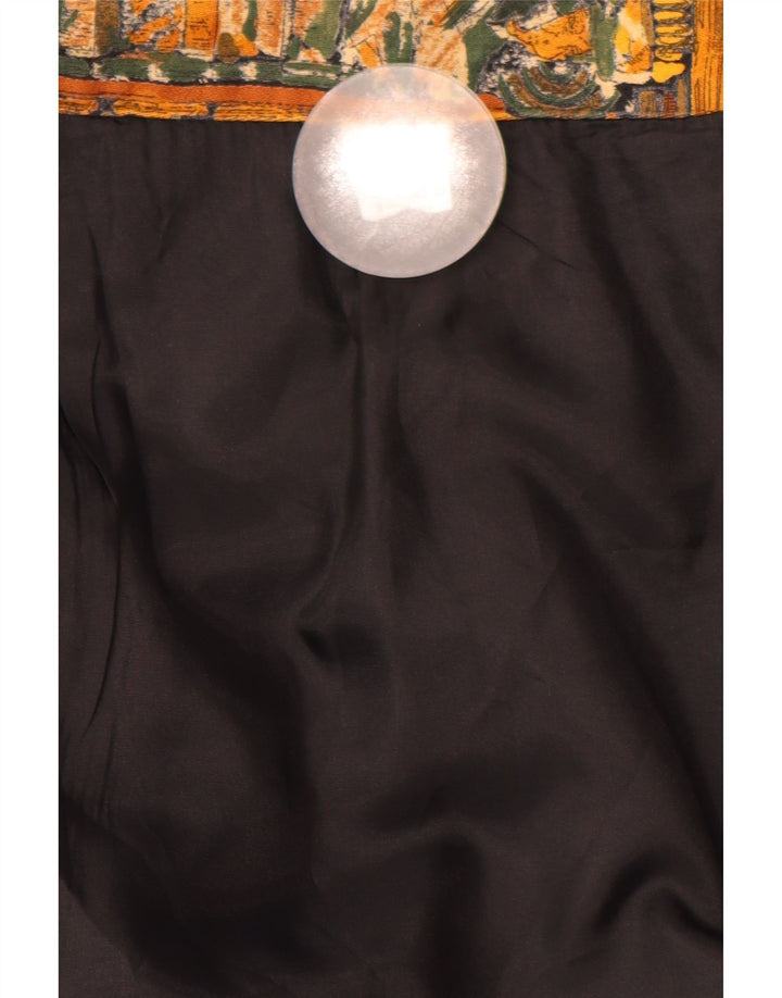 VINTAGE Womens Pencil Skirt W28 Medium Brown Geometric Cotton