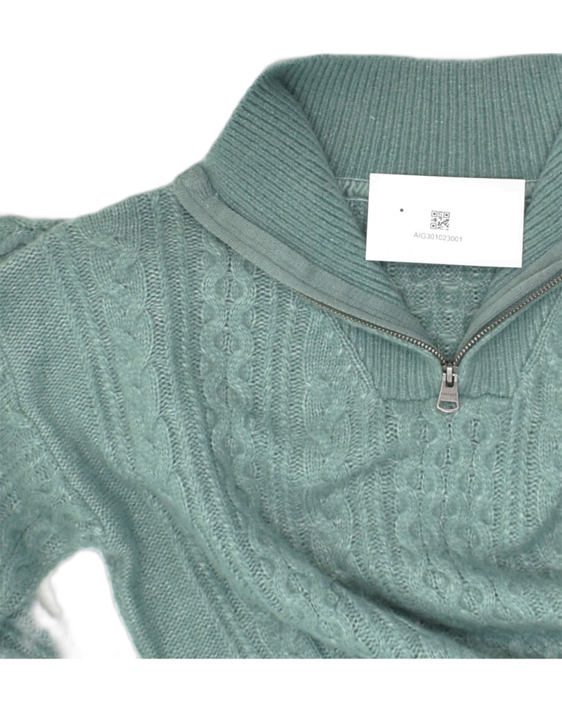 FAT FACE Womens Zip Neck Jumper Sweater UK 12 Medium Green Nylon | Vintage Fat Face | Thrift | Second-Hand Fat Face | Used Clothing | Messina Hembry 