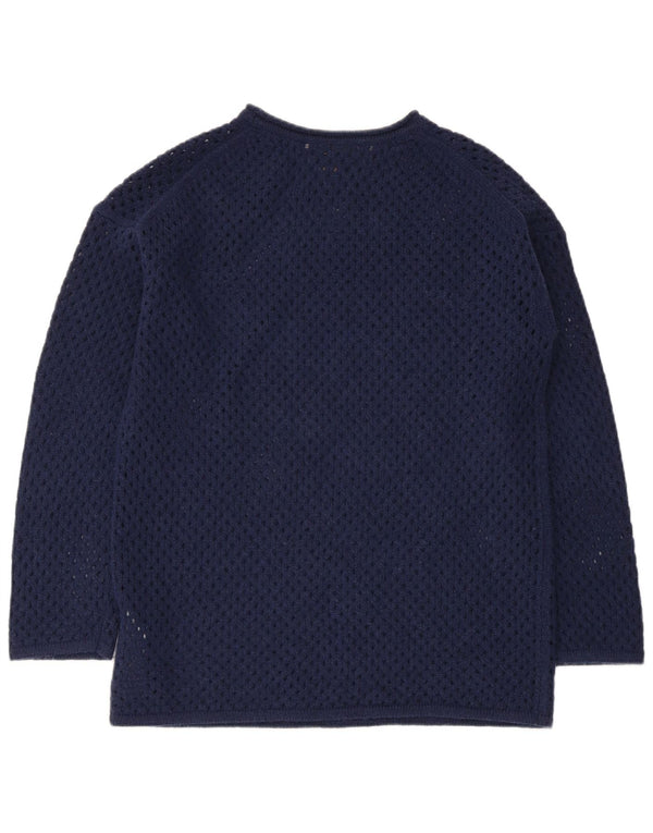 Massimo Dutti Womens Oversized Boat Neck Jumper Sweater UK 6 XS Navy Blue
