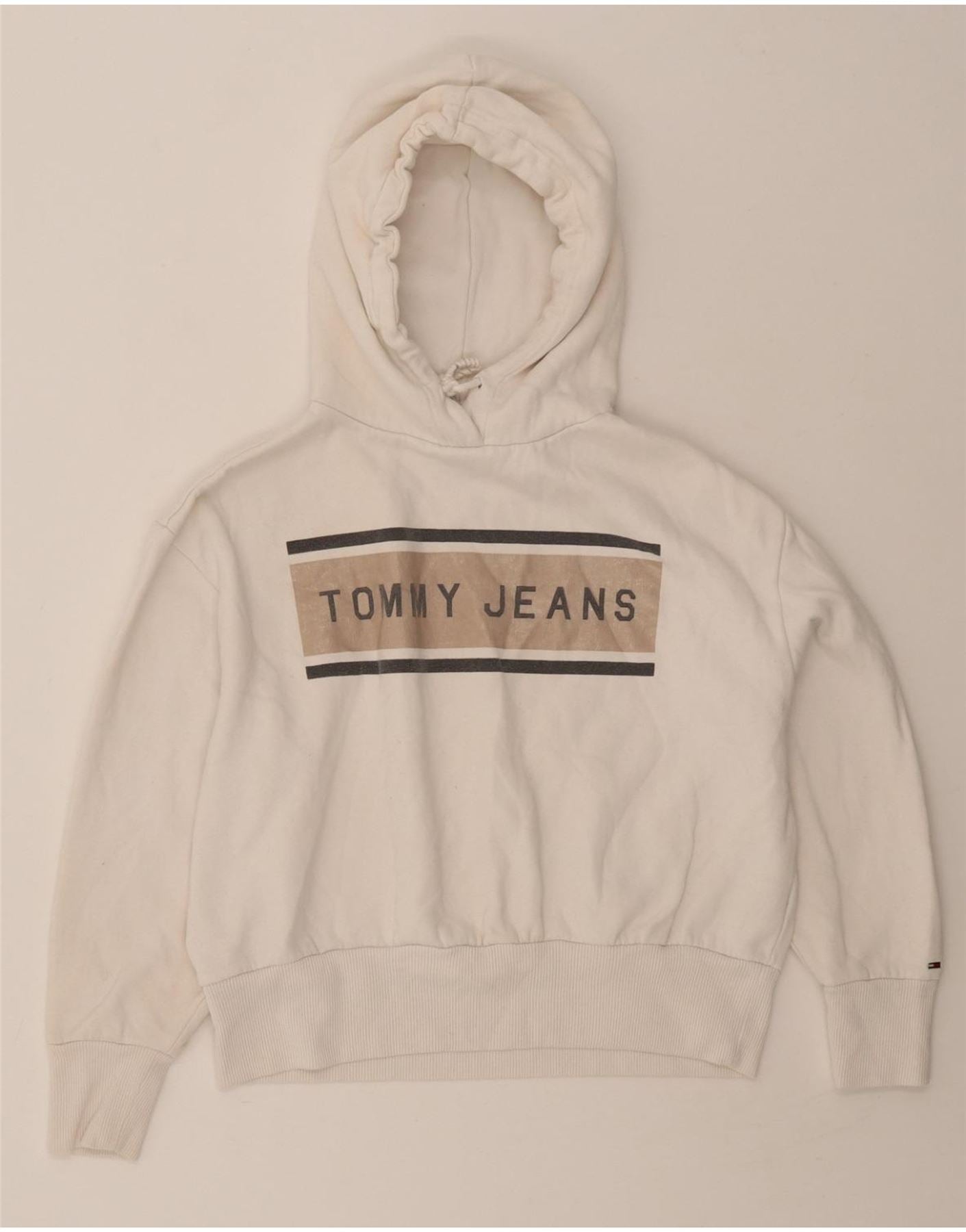 TOMMY HILFIGER Womens Oversized Graphic Hoodie Jumper UK XS