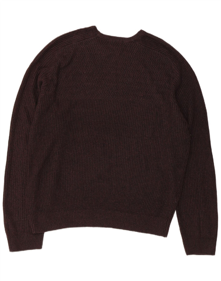 Marks & Spencer Mens Crew Neck Jumper Sweater XL Brown Acrylic