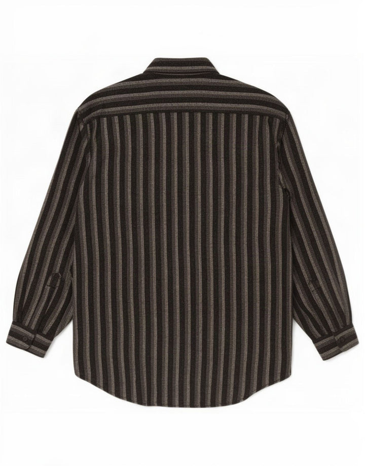 Vintage Mens Flannel Shirt Large Black Striped