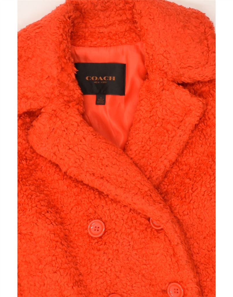 COACH Womens Fleece Overcoat UK 10 Small Orange Acrylic | Vintage Coach | Thrift | Second-Hand Coach | Used Clothing | Messina Hembry 