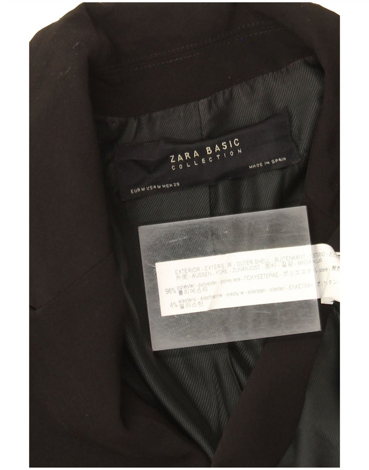 Zara Womens Longline Double Breasted Blazer Jacket UK 12 Medium Black