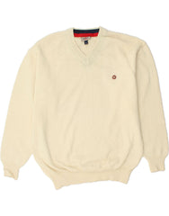 MURPHY & NYE Mens Sailwear V-Neck Jumper Sweater Large Beige Wool