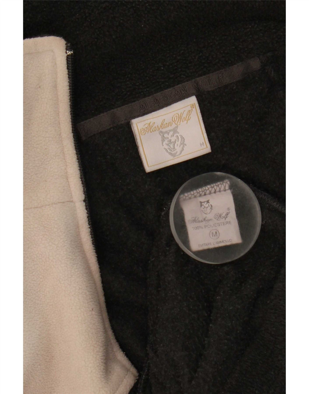Vintage Mens Fleece Jacket UK 38 Medium Black Colourblock Polyester