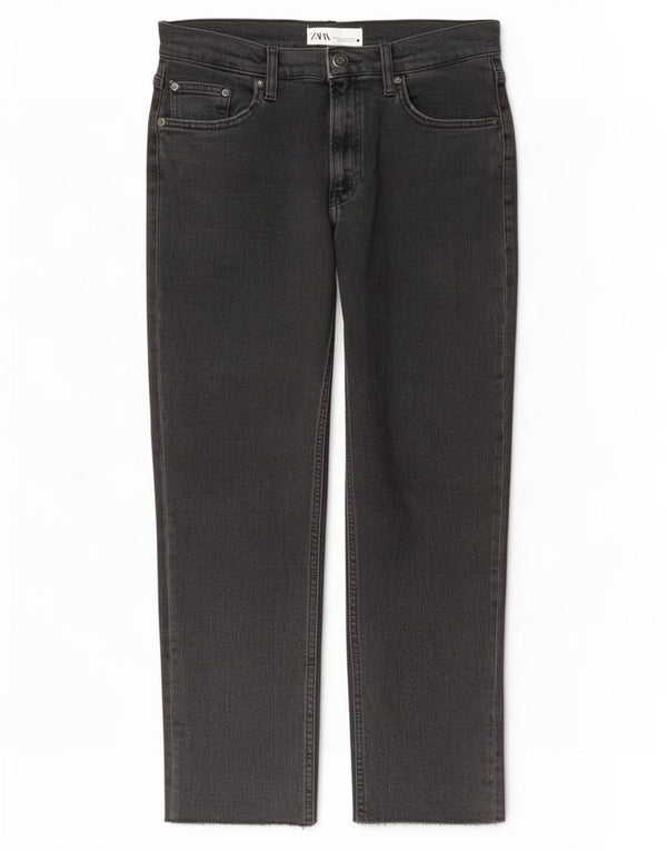 Zara Womens High Rise Cropped Jeans EU 40 Medium W30 L25 Grey