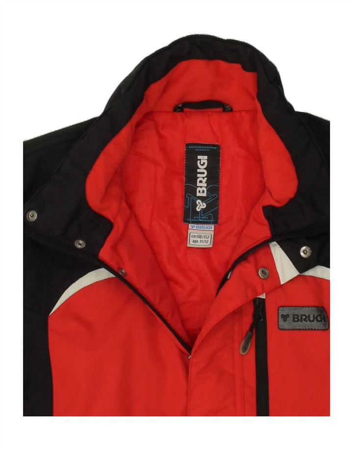 BRUGI Boys Windbreaker Jacket 11-12 Years Red Colourblock Polyamide Vintage Brugi and Second-Hand Brugi from Messina Hembry 