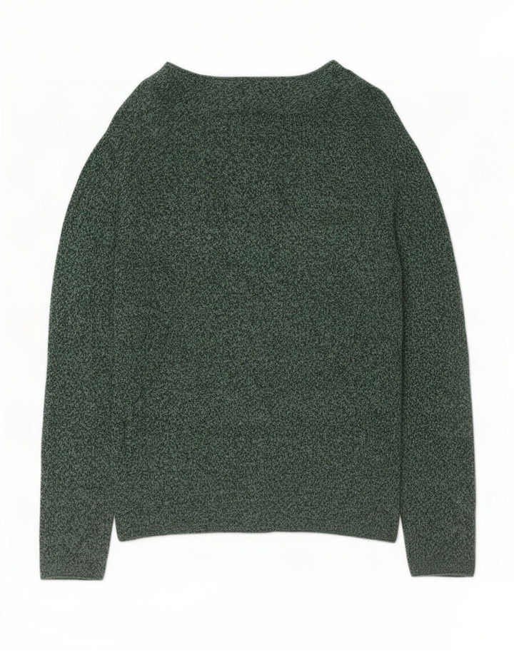 Zara Mens Button Neck Jumper Sweater Medium Green Flecked