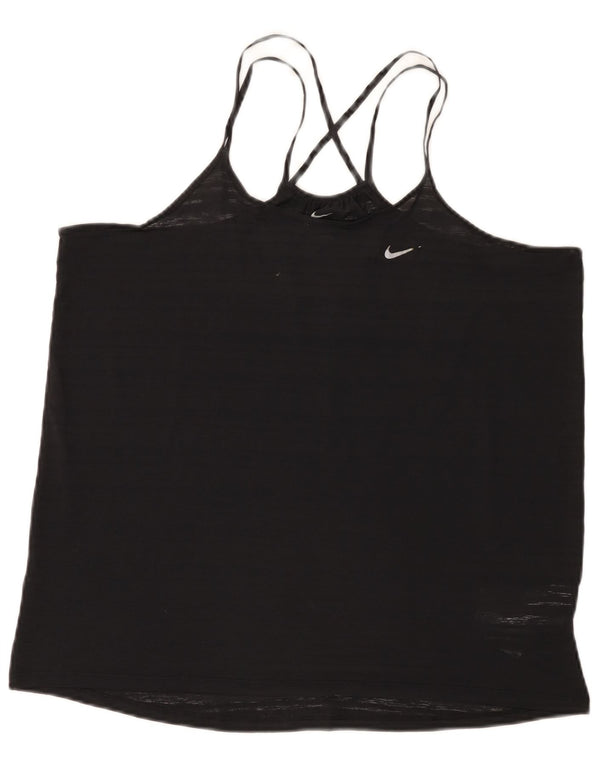 Nike Womens Dri Fit Vest Top UK 16 Large Black Polyester