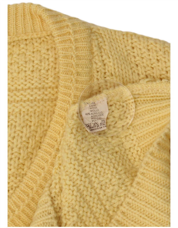 Vintage Mens V-Neck Jumper Sweater Medium Yellow Wool
