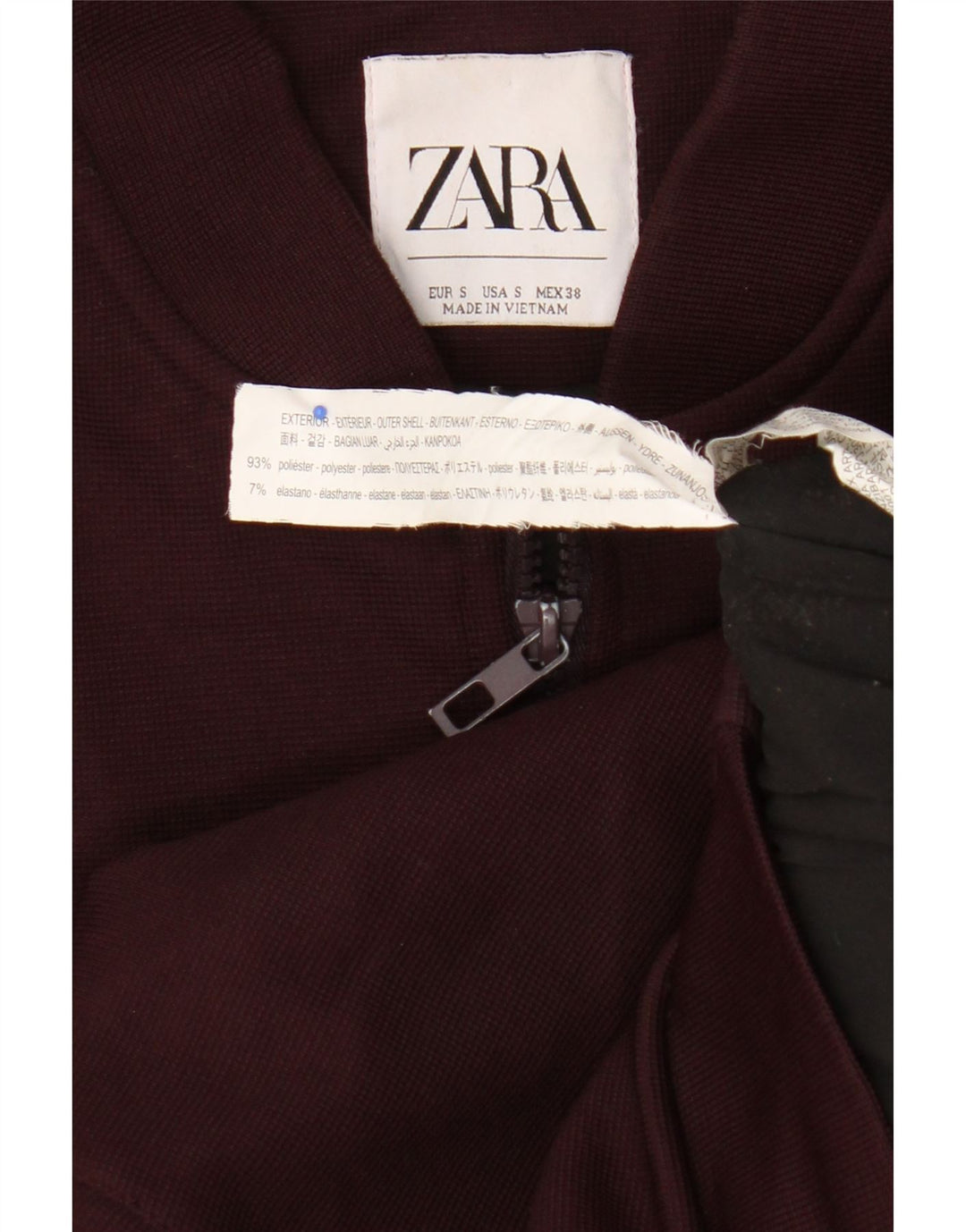 Zara Mens Bomber Jacket UK 36 Small Maroon Polyester