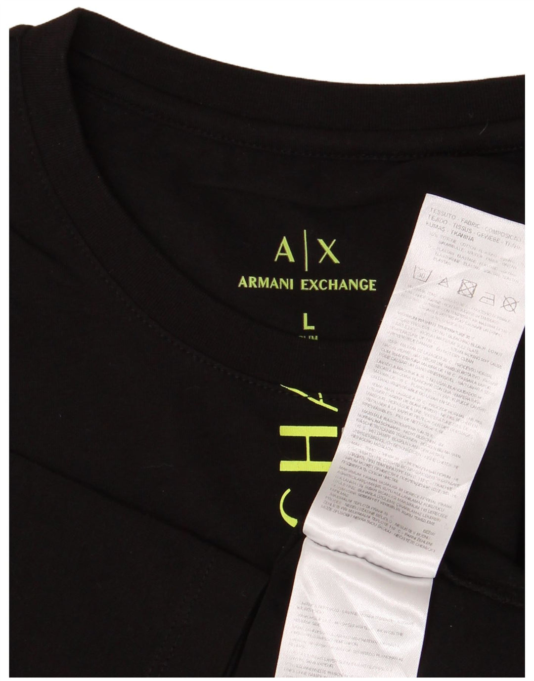 Armani Exchange Mens Graphic T-Shirt Top Large Black Cotton