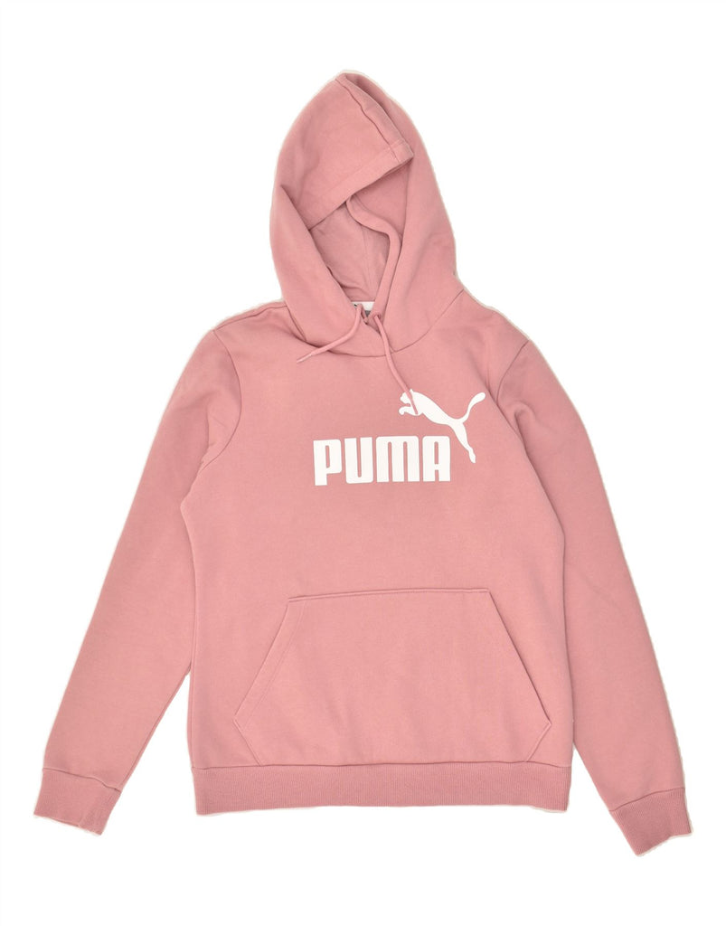 PUMA Womens Graphic Hoodie Jumper UK 12 Medium  Pink Cotton | Vintage Puma | Thrift | Second-Hand Puma | Used Clothing | Messina Hembry 