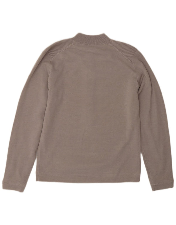 CALVIN KLEIN Womens Golf Zip Neck Jumper Sweater UK 10 Small Beige Wool