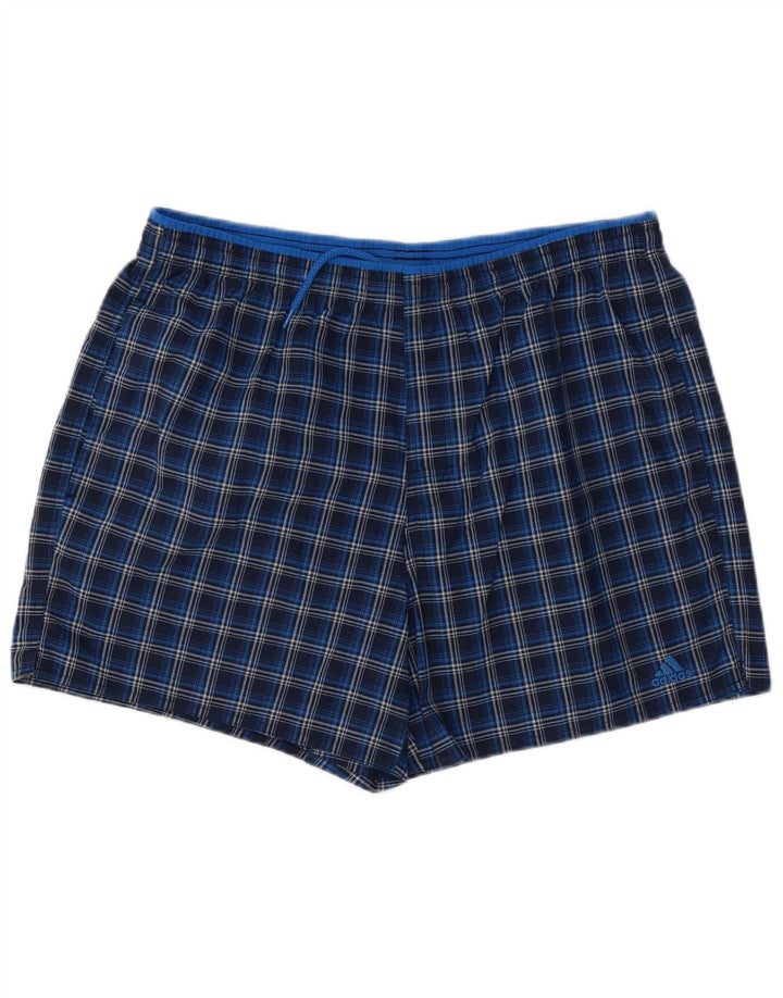 Adidas Mens Swimming Shorts Large Navy Blue Check Polyester