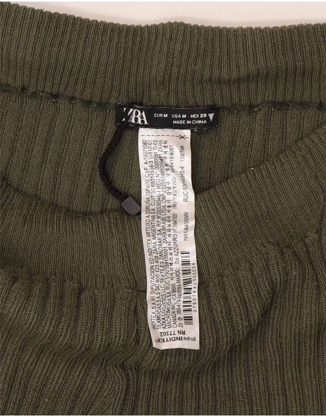 Zara Womens Knit Flare Leggings UK 12 Medium Green Polyester