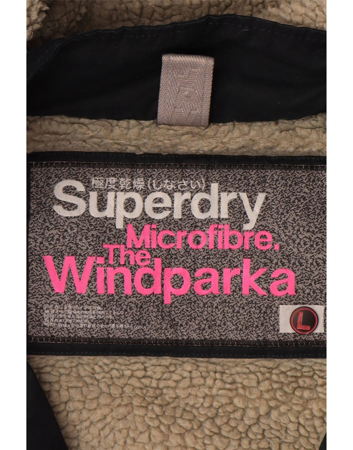Superdry Womens The windparka Windbreaker Jacket UK 14 Large Navy Blue