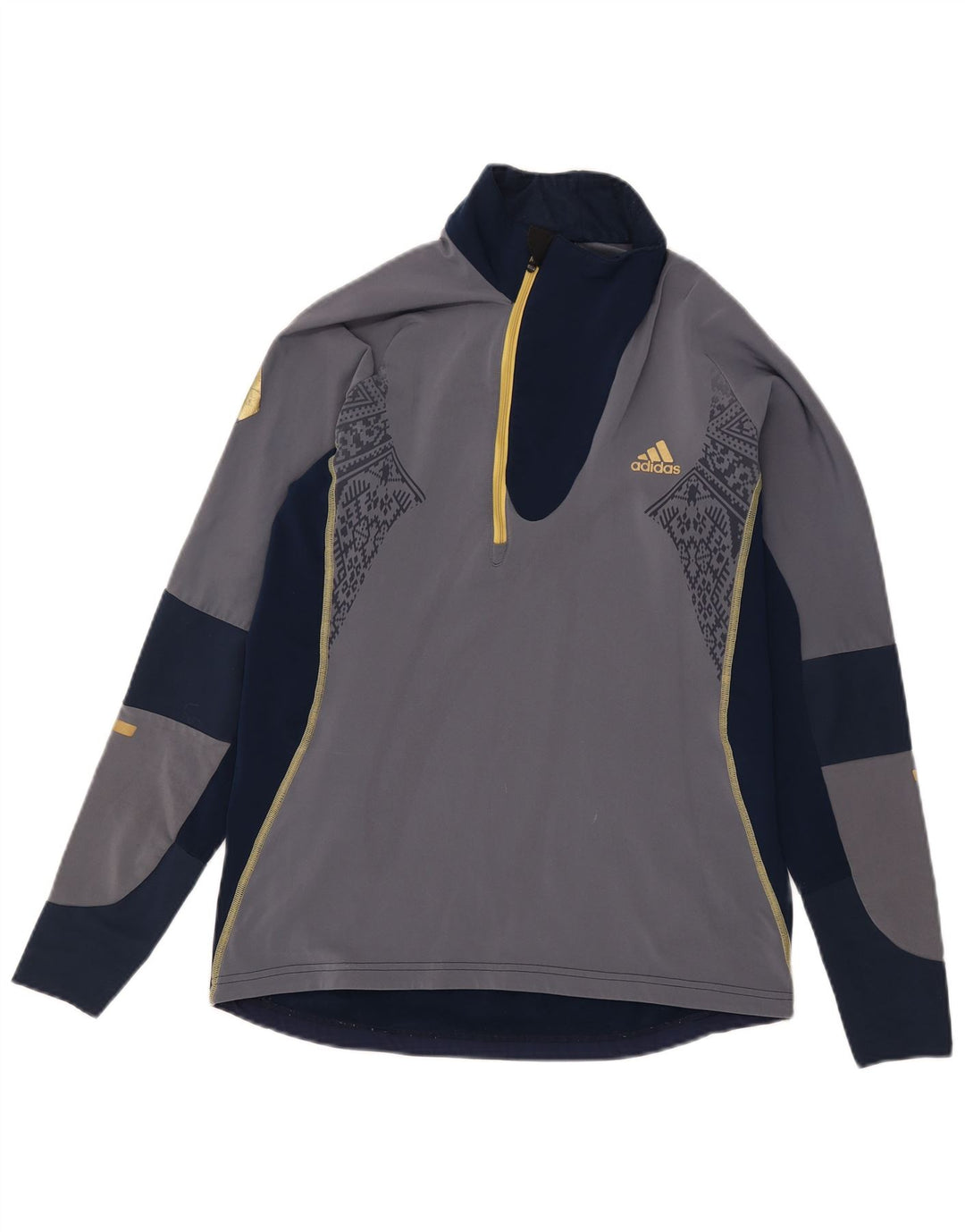 Adidas Mens Pullover Tracksuit Top UK 38/40 Medium Navy Blue Colourblock