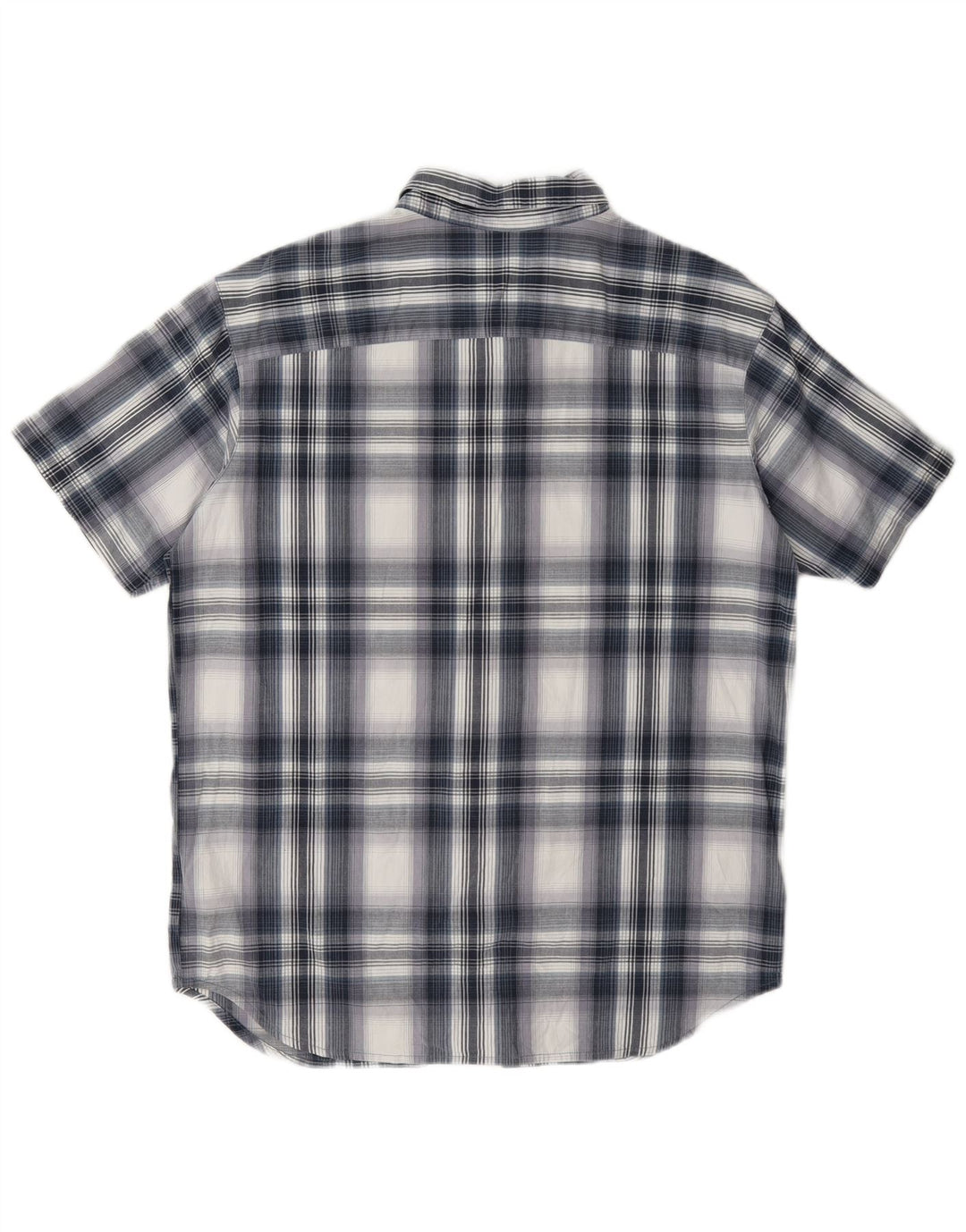 Columbia Mens Short Sleeve Regular Fit Shirt Large Blue Check Cotton