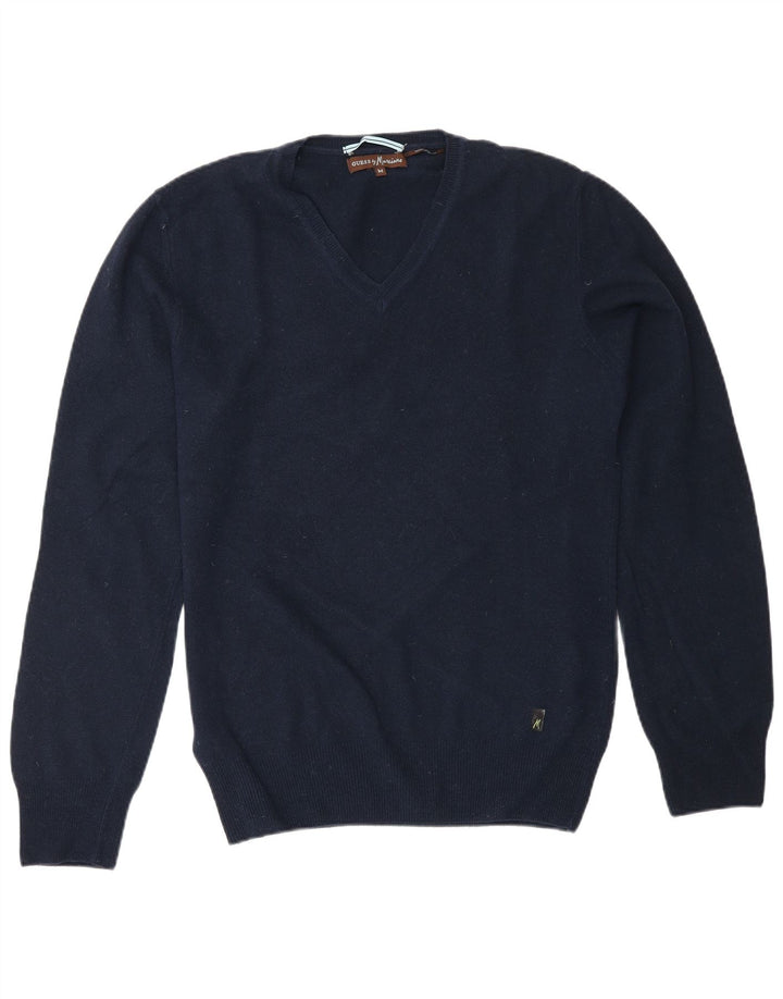 Guess By Marciano Mens V-Neck Jumper Sweater Medium Navy Blue