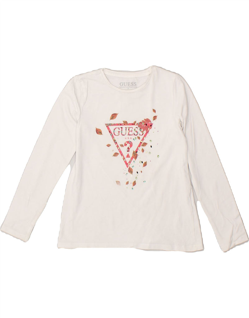 GUESS Girls Graphic Top Long Sleeve 6-7 Years White | Vintage Guess | Thrift | Second-Hand Guess | Used Clothing | Messina Hembry 