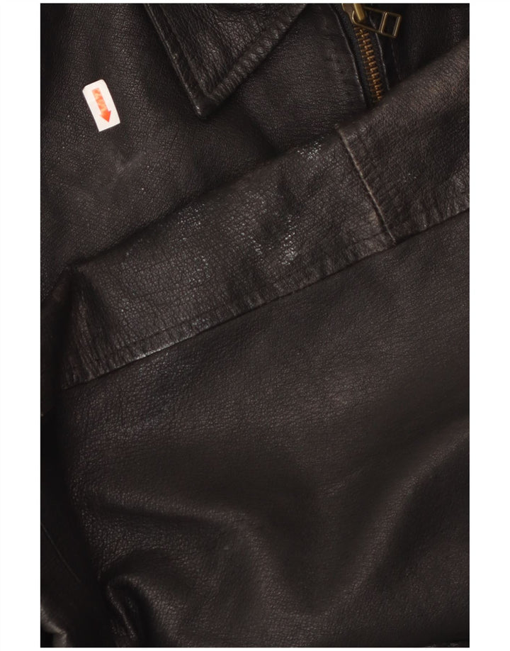 MILAN Mens Leather Jacket UK 40 Large Black Leather