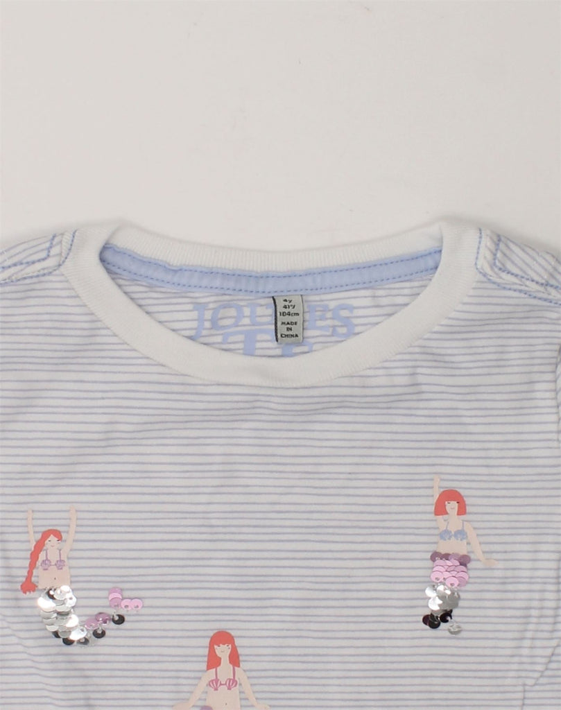 JOULES Girls T-Shirt Top 3-4 Years Blue Pinstripe Cotton Nautical | Vintage Joules | Thrift | Second-Hand Joules | Used Clothing | Messina Hembry 