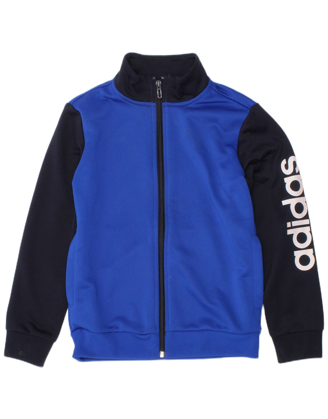 ADIDAS Boys Graphic Tracksuit Top Jacket 7-8 Years Blue Colourblock
